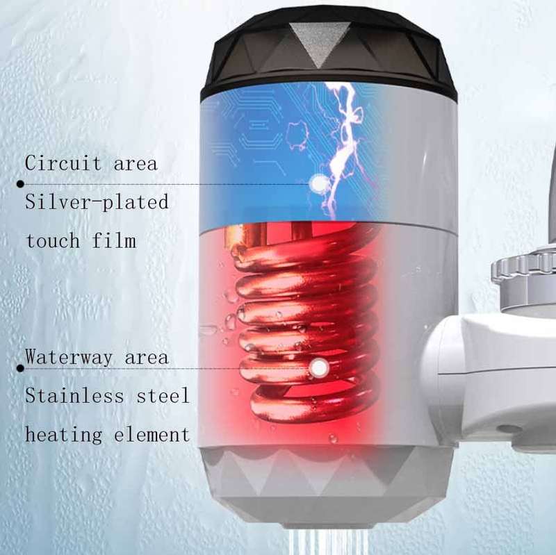 Zoosen Electric Hot Water Faucet Connection Type Instant Hot Water Faucet EU Plug, Style:With shower