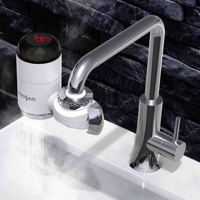 Zoosen Electric Hot Water Faucet Connection Type Instant Hot Water Faucet EU Plug, Style:With shower