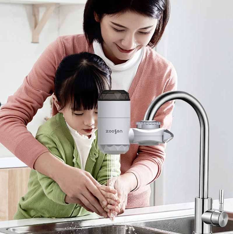 Zoosen Electric Hot Water Faucet Connection Type Instant Hot Water Faucet EU Plug, Style:With shower