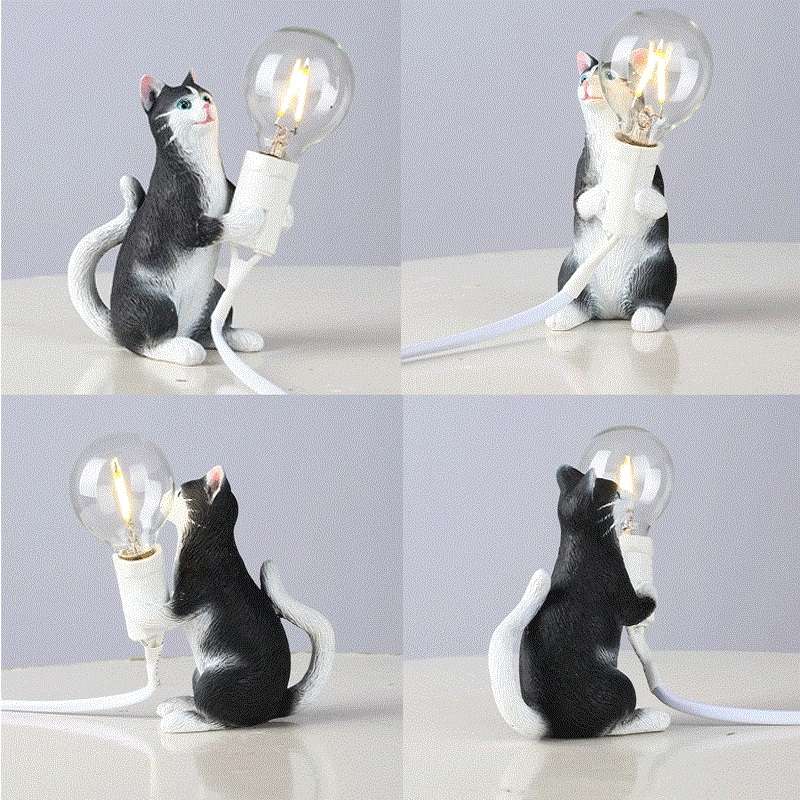 Cat Light Animal Table Lamp Mini Night Light, Power Plug:UK Plug(Look at the Tail)