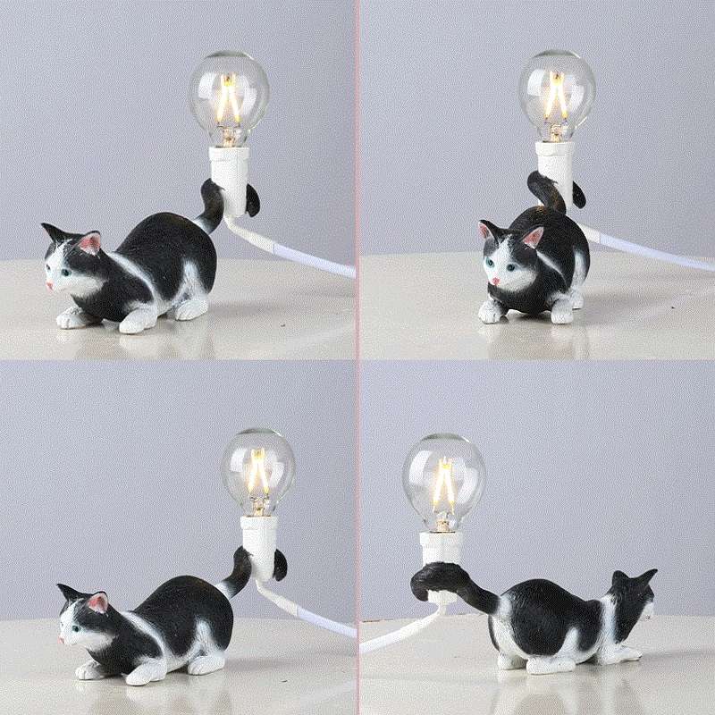 Cat Light Animal Table Lamp Mini Night Light, Power Plug:UK Plug(Look at the Tail)