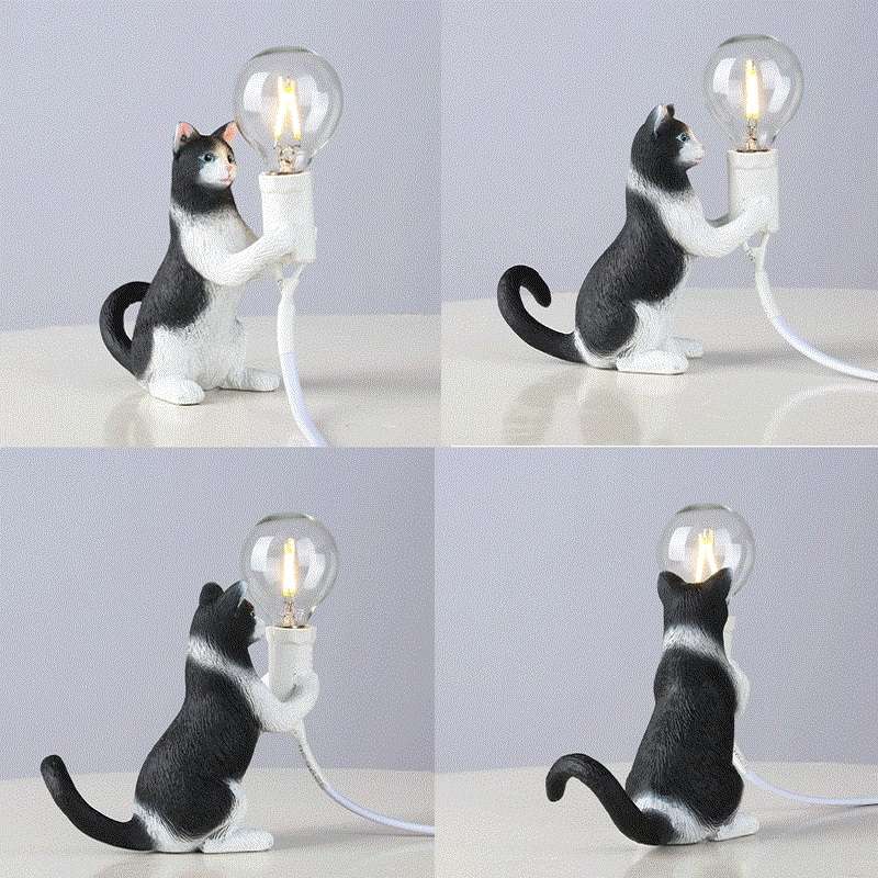 Cat Light Animal Table Lamp Mini Night Light, Power Plug:UK Plug(Look at the Tail)