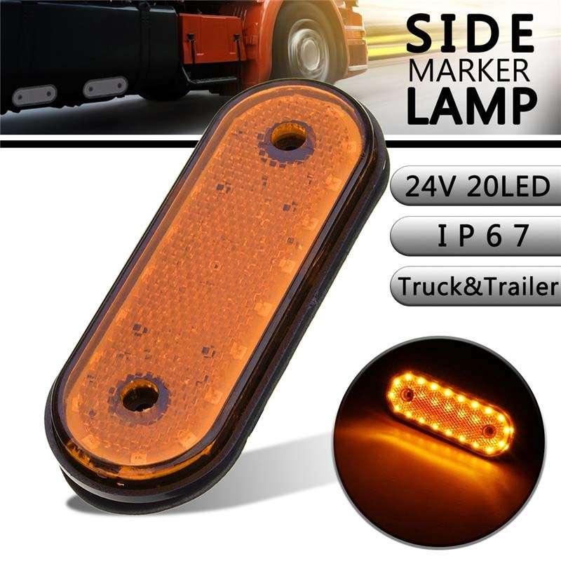5 PCS MK-095 24V 20 LEDs Universal Truck Side Lights Truck Trailer Tail Lights(Red)