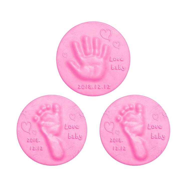 10 PCS Baby Care Air Dry Soft Clay Baby Hand and Foot Inkpad(Pink)