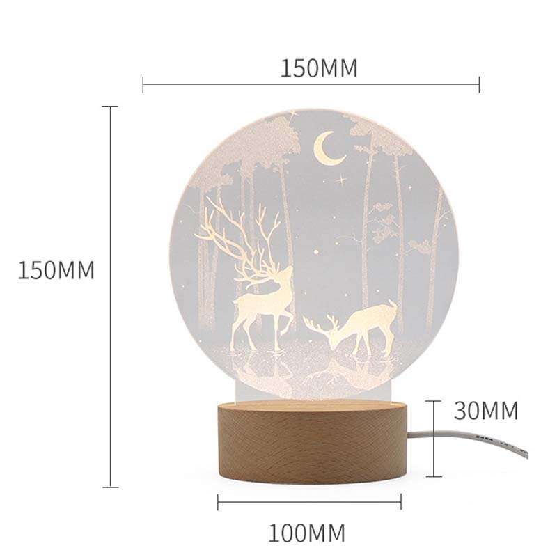 3D Atmosphere Decorative Light Acrylic Inner Carved LED Night Light Creative Girl Table Lamp(Double