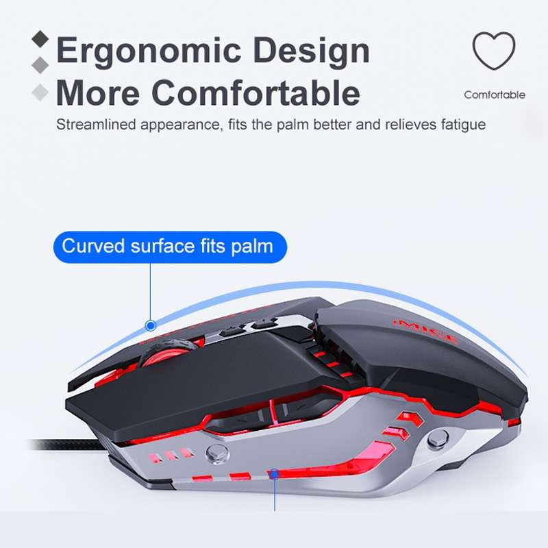 iMICE T80 7 Keys 3200 DPI Macro Programming Mechanical Gaming Wired Mouse, Cable Length: 1.8m(Silve