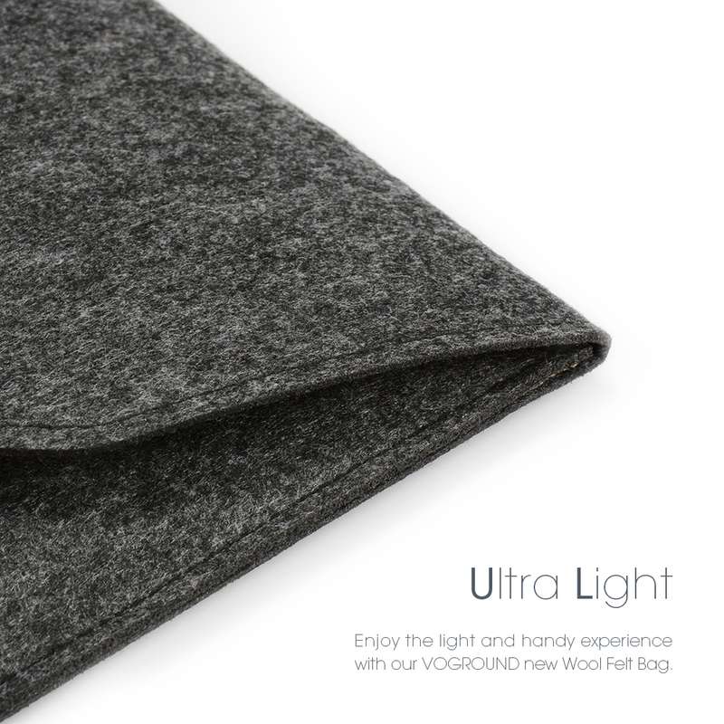 Portable Air Permeable Felt Sleeve Bag for MacBook Laptop, with Power Storage Bag, Size:15 inch(Grey