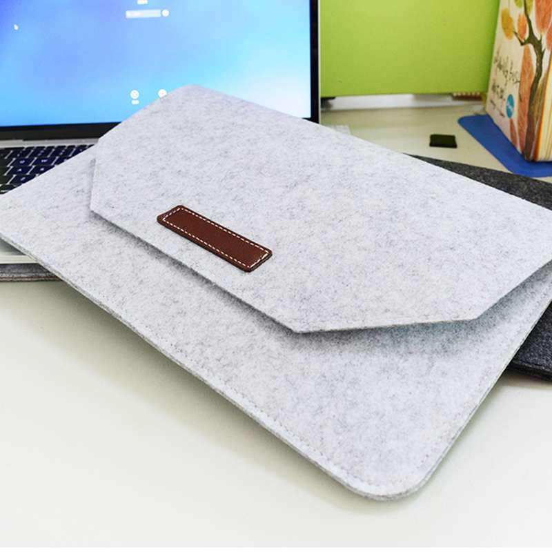 Portable Air Permeable Felt Sleeve Bag for MacBook Laptop, with Power Storage Bag, Size:15 inch(Grey