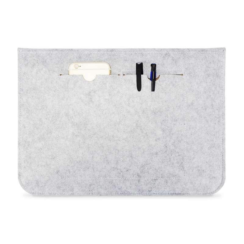 Portable Air Permeable Felt Sleeve Bag for MacBook Laptop, with Power Storage Bag, Size:15 inch(Grey