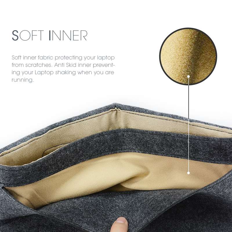 Portable Air Permeable Felt Sleeve Bag for MacBook Laptop, with Power Storage Bag, Size:15 inch(Grey