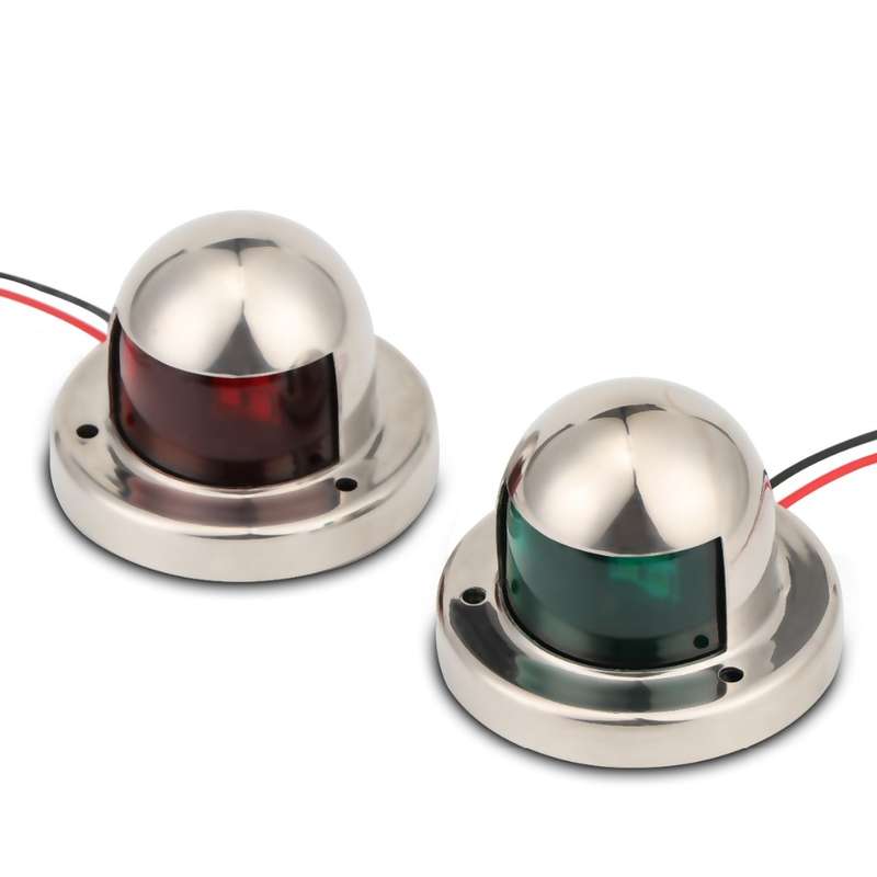 1 Pair Stainless Steel LED Navigation Light Red Green Sailing Signal Light for Marine Boat Yacht War