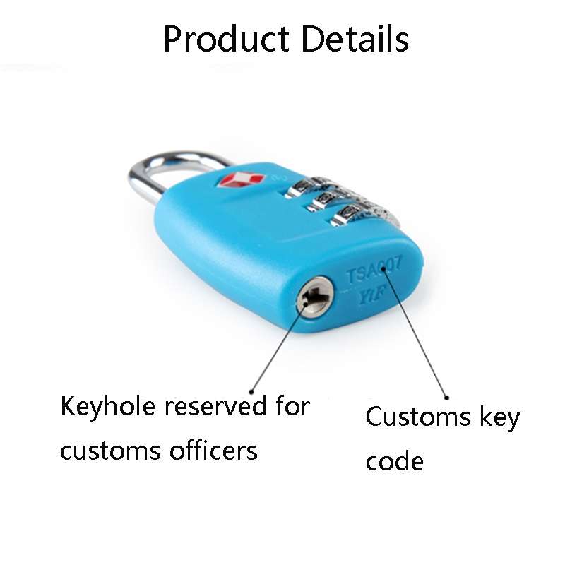 Customs Luggage Lock Overseas Travel Luggage Zipper Lock Plastic TSA Code Lock(Dark Blue)
