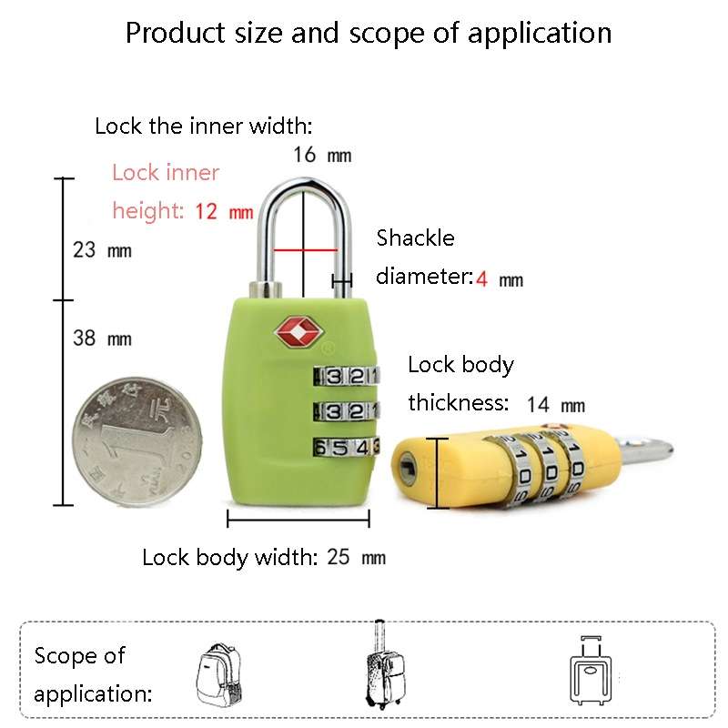 Customs Luggage Lock Overseas Travel Luggage Zipper Lock Plastic TSA Code Lock(Dark Blue)