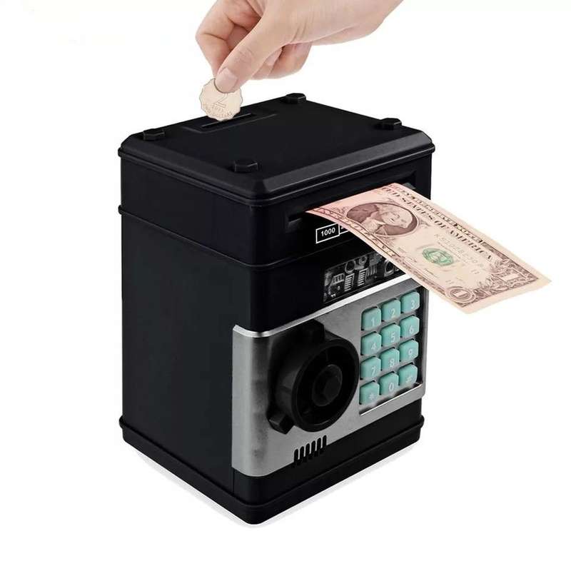 Electronic Piggy Bank ATM Password Money Coins Saving Box, Music Version(Pink)
