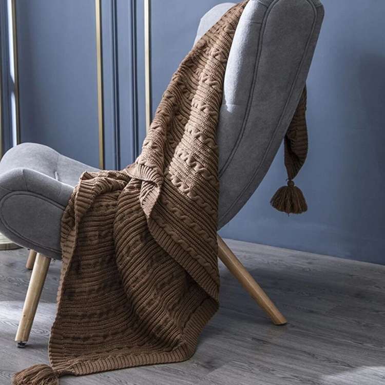 Knitted Blanket Home Casual Shawl Pillowcase Suit Without Core(Agate green)