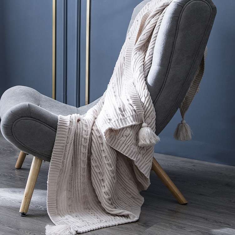 Knitted Blanket Home Casual Shawl Pillowcase Suit Without Core(Agate green)