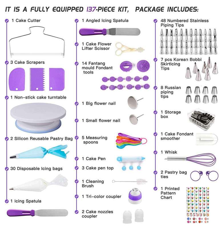 137 in 1 Cake Turntable Set Decorating Mouth Decorating Bag Baking Tool