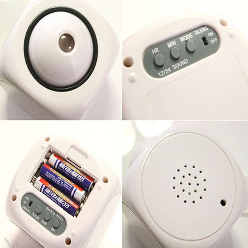 Multi-function LED Projection Alarm Clock Voice Talking Clock, Specification:Black + USB cable