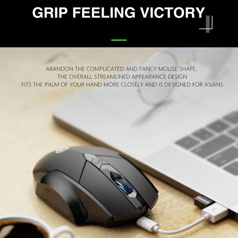 Inphic PM6 6 Keys 1000/1200/1600 DPI Home Gaming Wireless Mechanical Mouse, Colour: Gray Wireless Ch