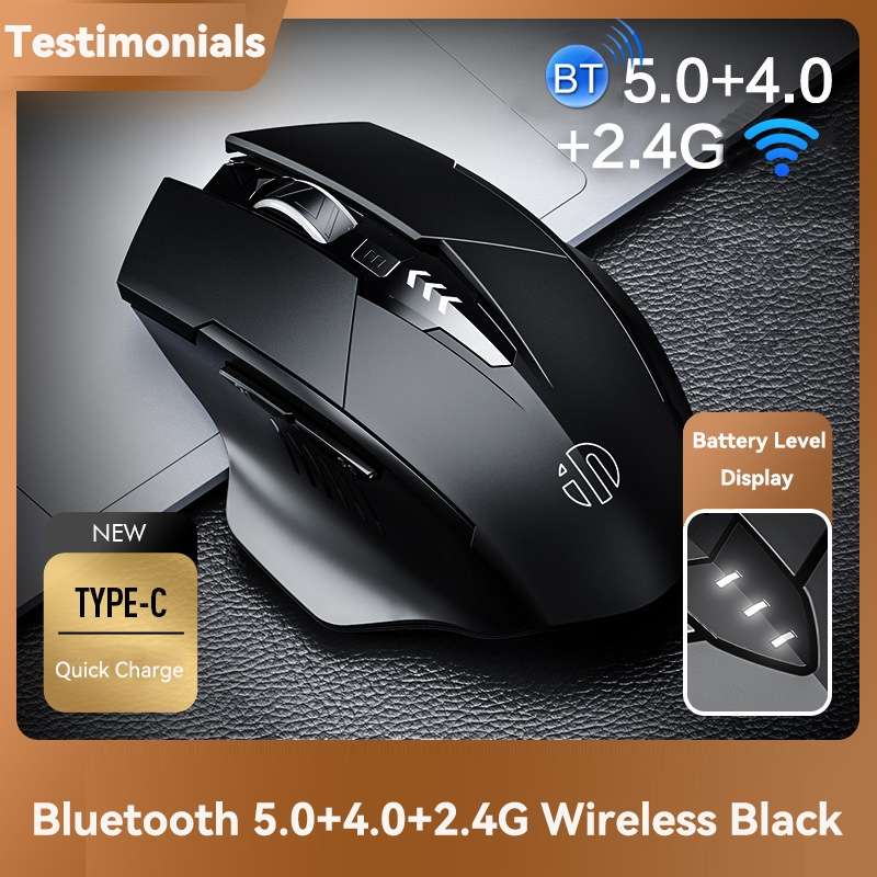 Inphic A1 6 Keys 1000/1200/1600 DPI Home Gaming Wireless Mechanical Mouse, Colour: Black Wireless+Bl