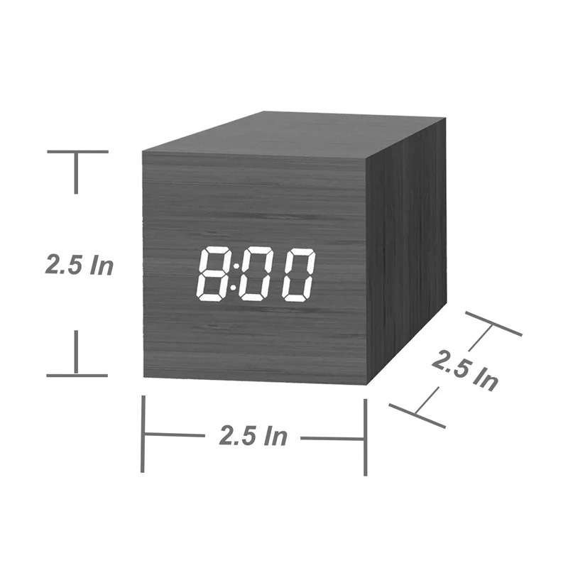 Multicolor Sounds Control Wooden Clock Modern Digital LED Desk Alarm Clock Thermometer Timer White G