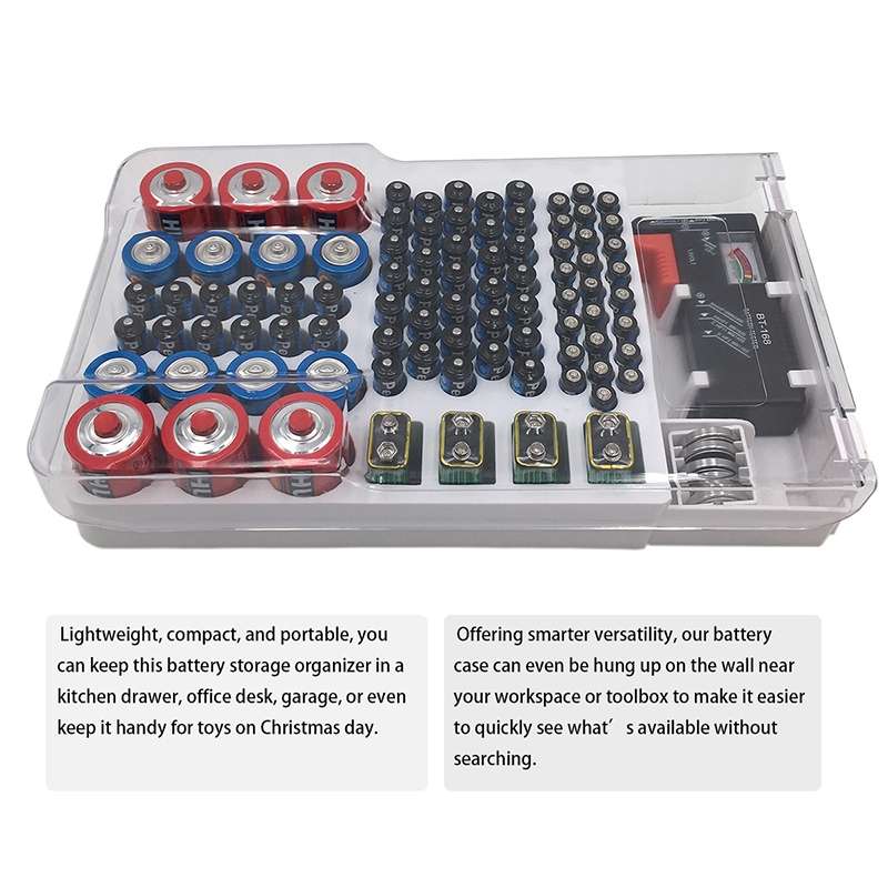 JK-19070823 Battery Storage Box With Battery Capacity Tester(white)