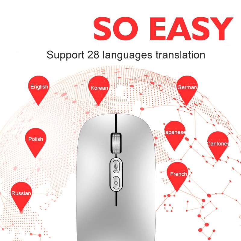 M103 1600DPI 5 Keys 2.4G Wireless Mouse Charging Ai Intelligent Voice Office Mouse, Support 28 Langu