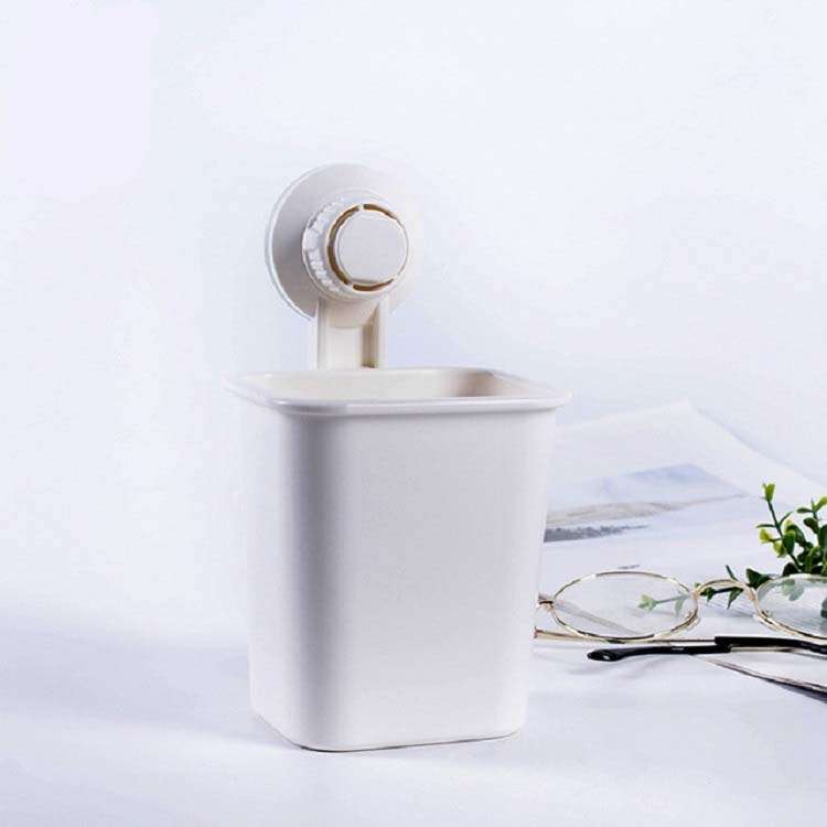 Suction Wall Toothpaste Toothbrush Holder Bathroom Shelf(White)