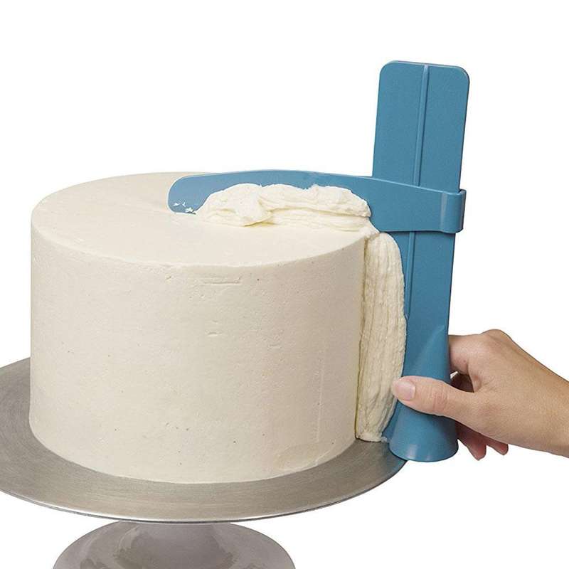 Adjustable DIY Cake Scraper Smoother Fondant Spatulas Cake Edge Smoother Cream(Pink)