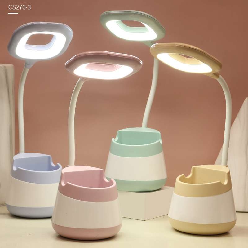 USB Charging LED Desk Light Eye Protection Lamp with Pen Holder and Phone Holder(CS276-3 Green)