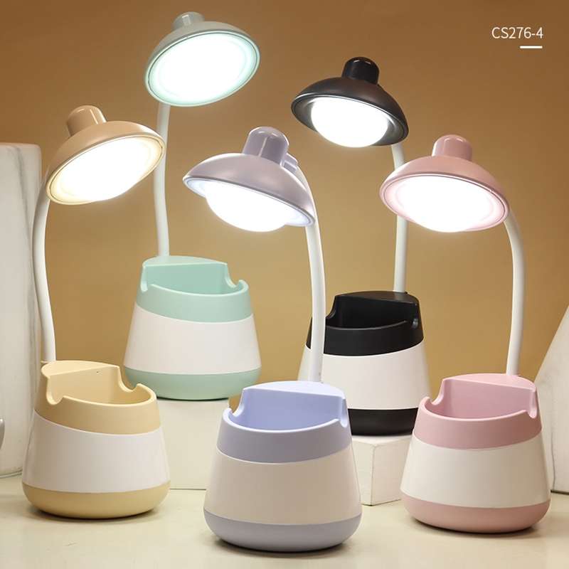USB Charging LED Desk Light Eye Protection Lamp with Pen Holder and Phone Holder(CS276-3 Green)