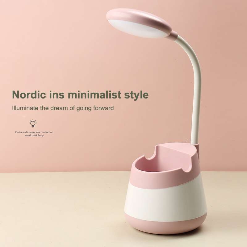 USB Charging LED Desk Light Eye Protection Lamp with Pen Holder and Phone Holder(CS276-3 Green)