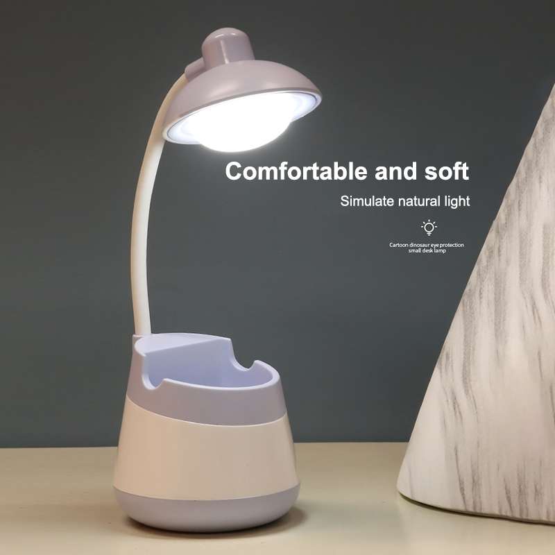 USB Charging LED Desk Light Eye Protection Lamp with Pen Holder and Phone Holder(CS276-3 Green)