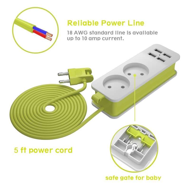 Power Strip 1/2 EU Plug 4 USB Port 1200W 250V 1.5m Cable Wall Portable Multiple Socket EU Plug Outle