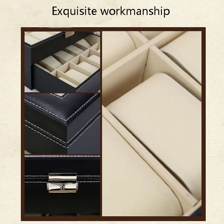PU Leather Double Layer 20-Digit Watch Box Jewelry Gift Storage Box