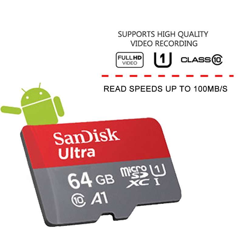 SanDisk A1 Monitoring Recorder SD Card High Speed Mobile Phone TF Card Memory Card, Capacity: 64GB-