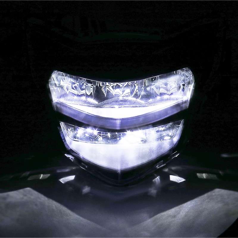 Motorcycle LED Retro Headlights LED Far Near Beam Lights For Yamaha LC135 V2-V6(Transparent Glass)