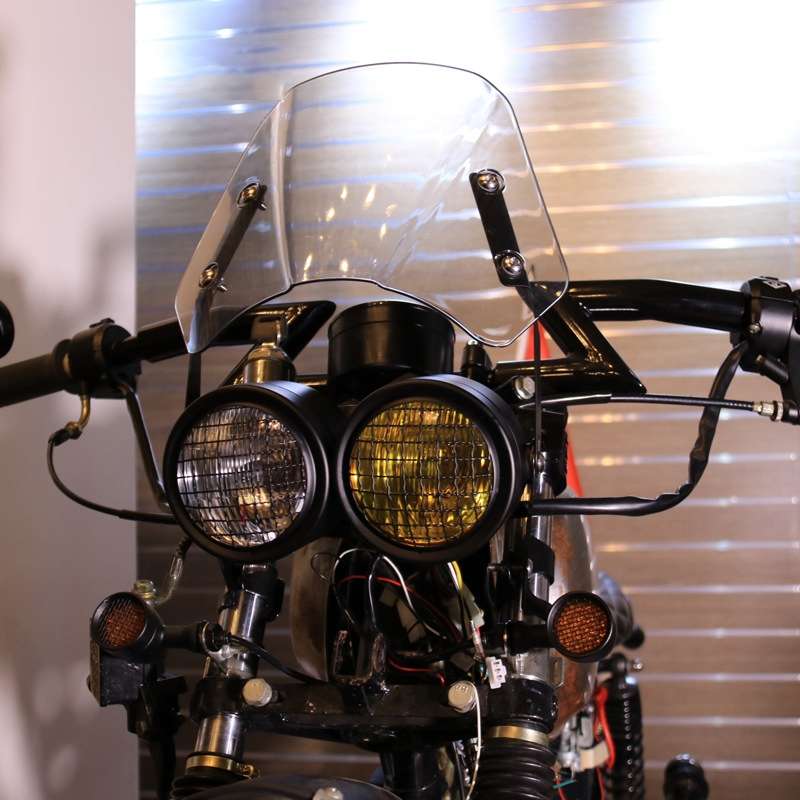 Motorcycle Retro Headlight CG125 Metal Universal Headlight Retro Dual Lamp(Black)