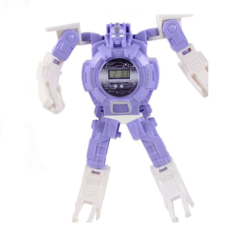 3 PCS Children Electronic Watch Cartoon Deformation Robot Toy Watch(Pink)