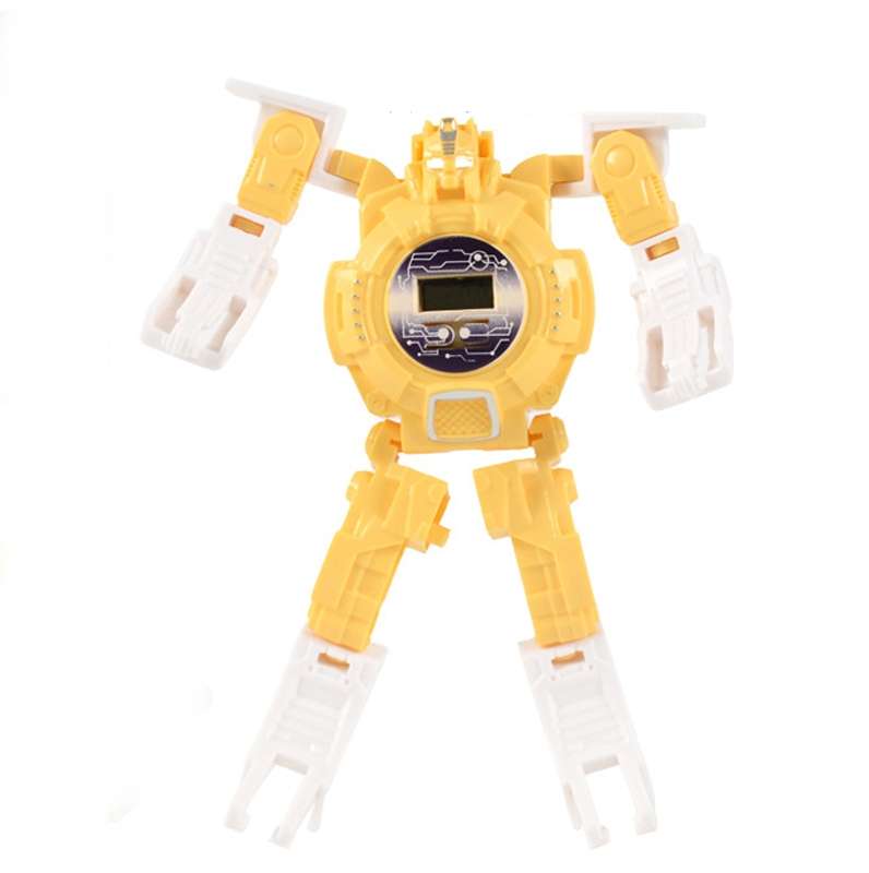 3 PCS Children Electronic Watch Cartoon Deformation Robot Toy Watch(Pink)