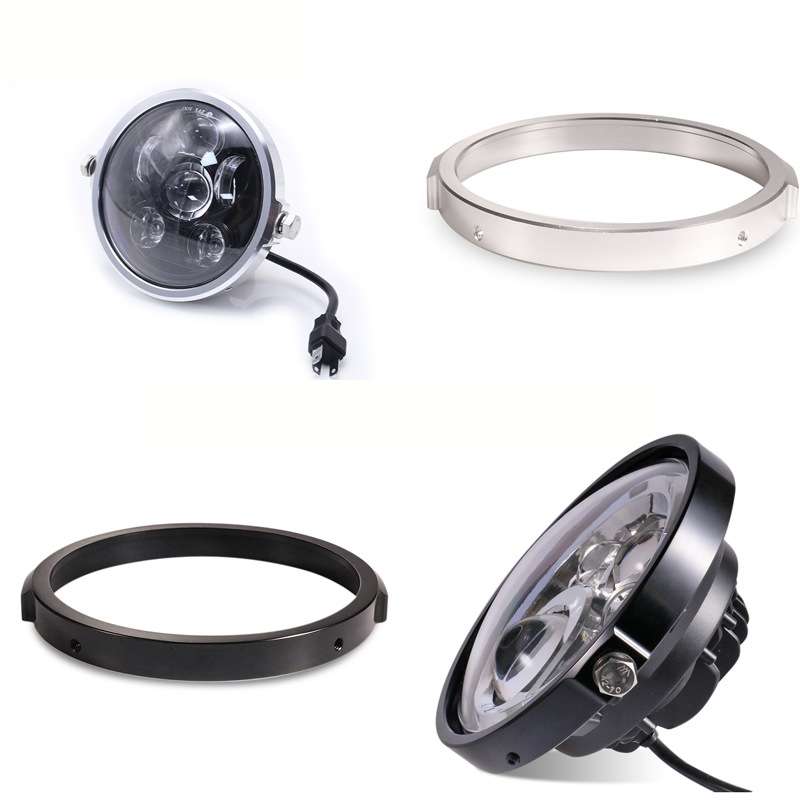 5.75 Inch Round Retro Headlight Ring Motorcycle Headlight Modification Parts(Silver)