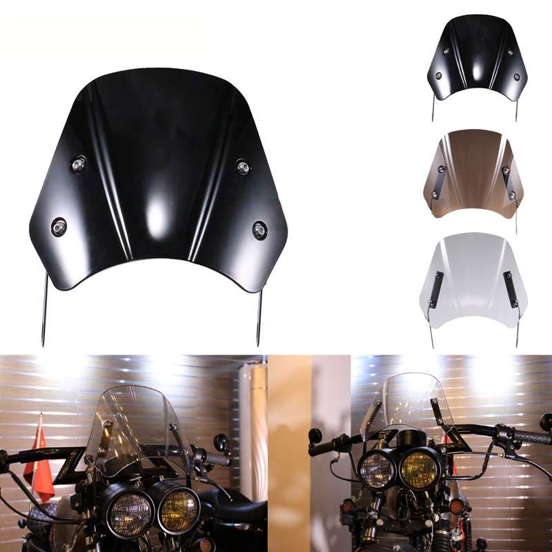 5-7 Inch Retro Motorcycle Windshield Universal Modified Windshield(Transparent)