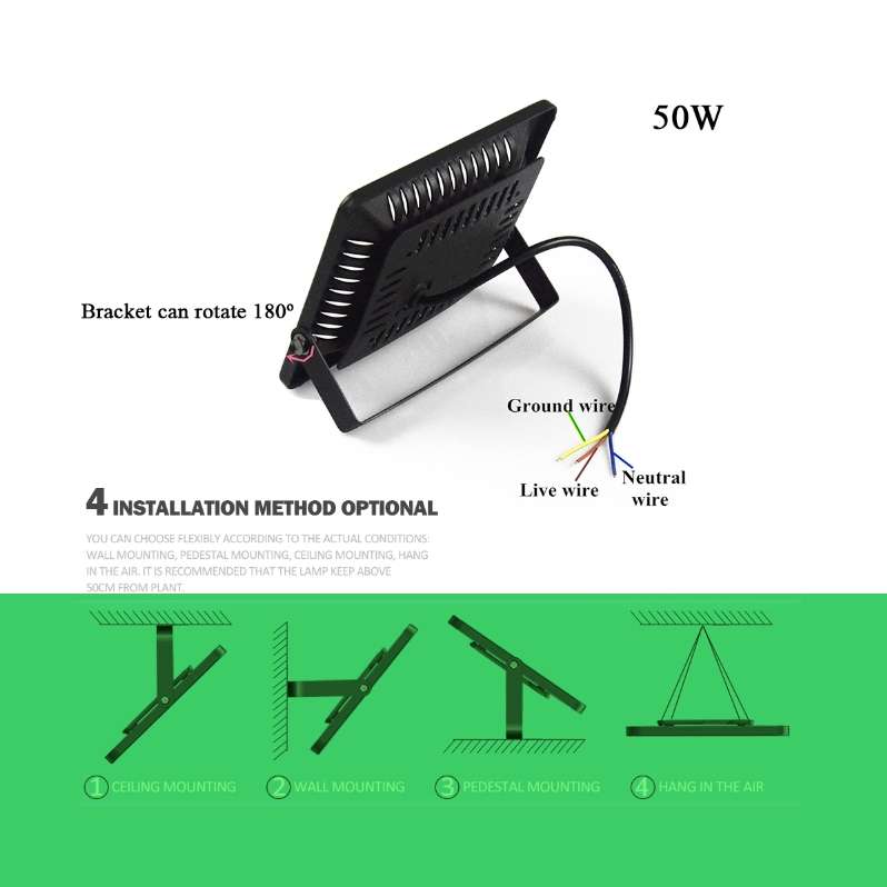 50W Ultra-Thin LED Plant Light, Full Spectrum COB Growth Light, Vegetable, Fruit & Flower Greenhouse