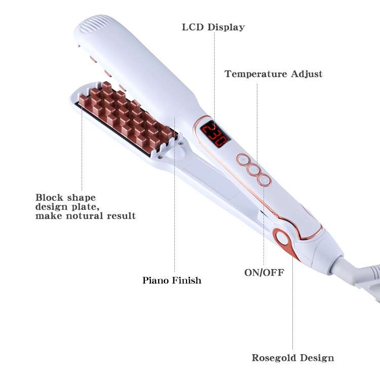 Multi-functional Long & Short Hair Styling Iron Ceramic Tourmaline Volumizing Hair Iron(White gold)