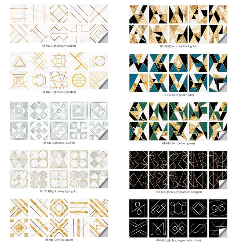 Geometric Pattern Staircase Wall Tile Sticker Kitchen Stove Water And Oil Proof Stickers, Specifica