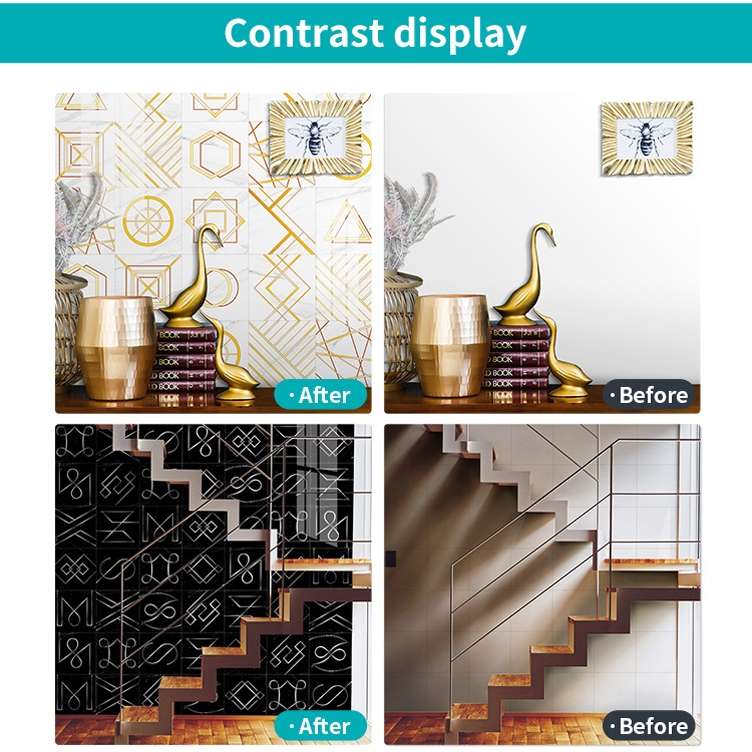 Geometric Pattern Staircase Wall Tile Sticker Kitchen Stove Water And Oil Proof Stickers, Specifica