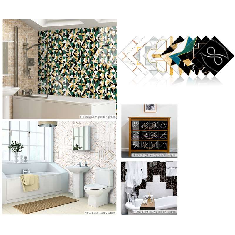 Geometric Pattern Staircase Wall Tile Sticker Kitchen Stove Water And Oil Proof Stickers, Specifica