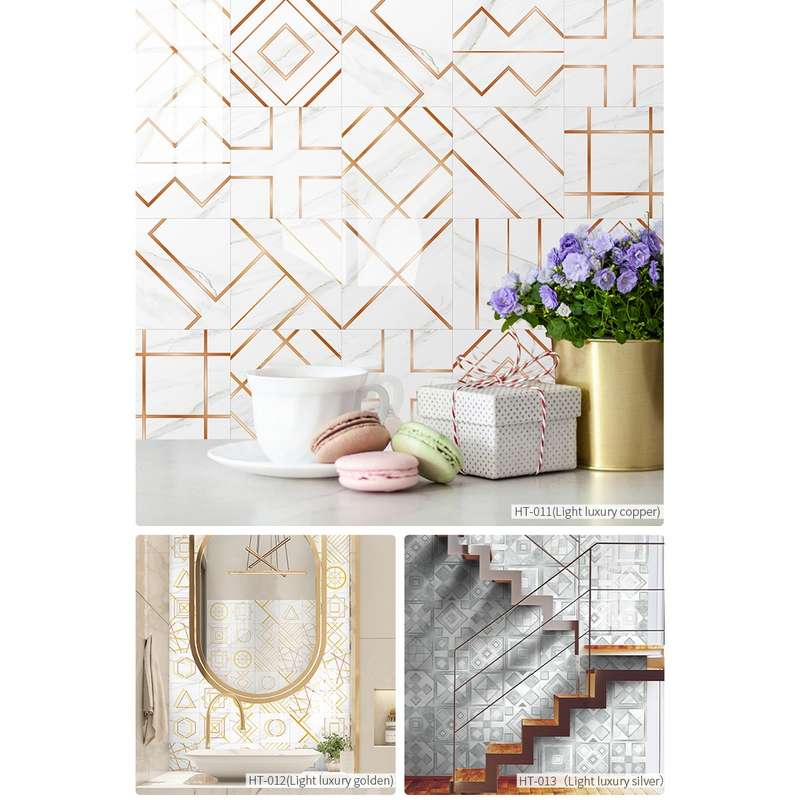 Geometric Pattern Staircase Wall Tile Sticker Kitchen Stove Water And Oil Proof Stickers, Specifica