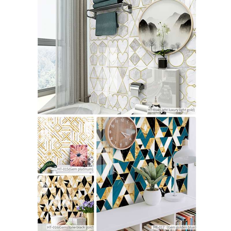 Geometric Pattern Staircase Wall Tile Sticker Kitchen Stove Water And Oil Proof Stickers, Specifica