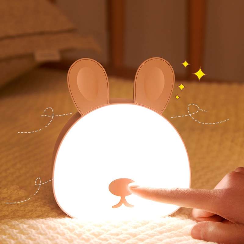 Cute Rabbit Night Light USB Charging Bedroom Bedside Sleeping Eye Protection Lamp(Pink)